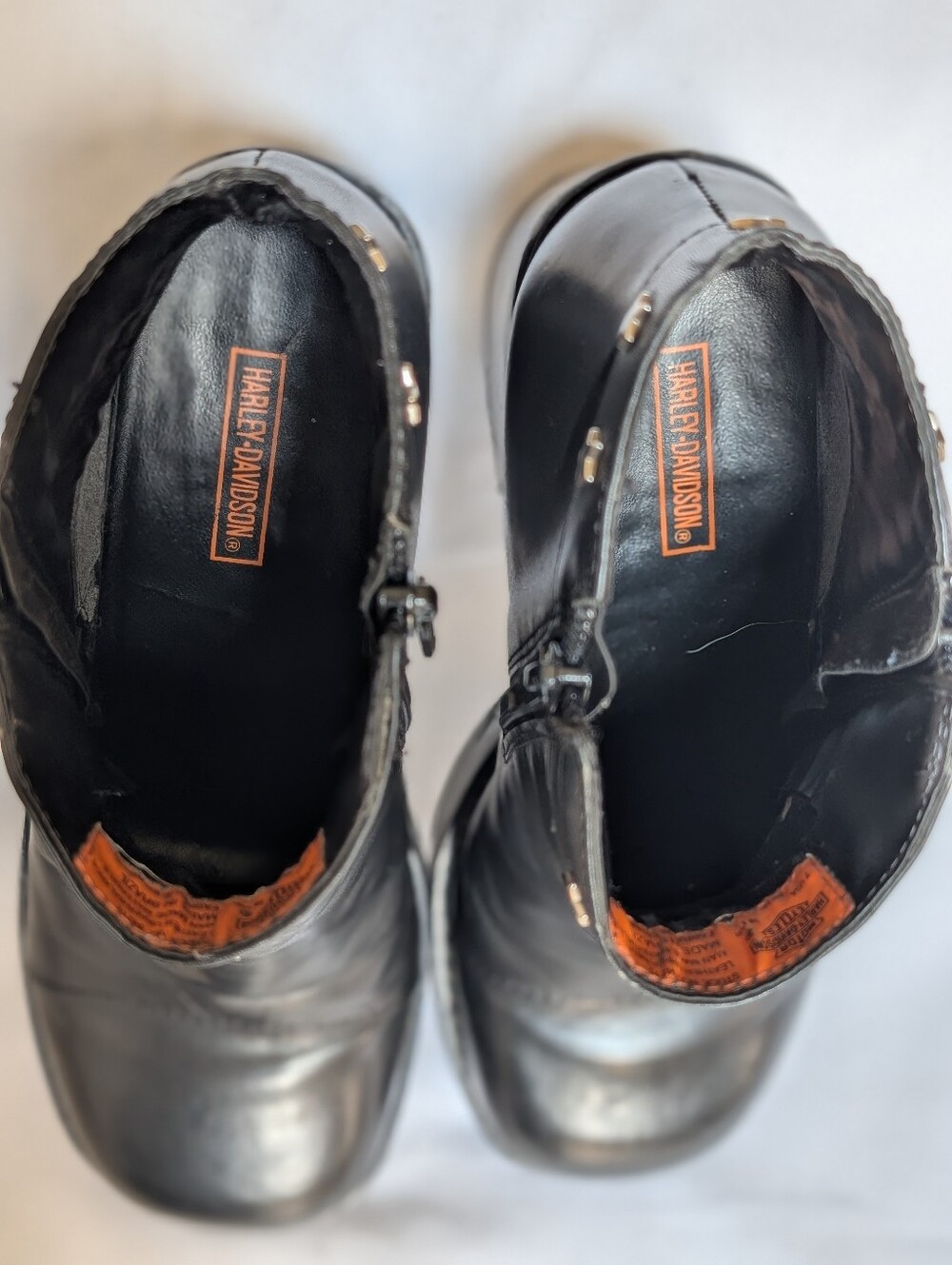 Harley-Davidson Women's Black Leather Ankle Boots Star Studs Side Zip Moto Sz 7 - Picture 9 of 16